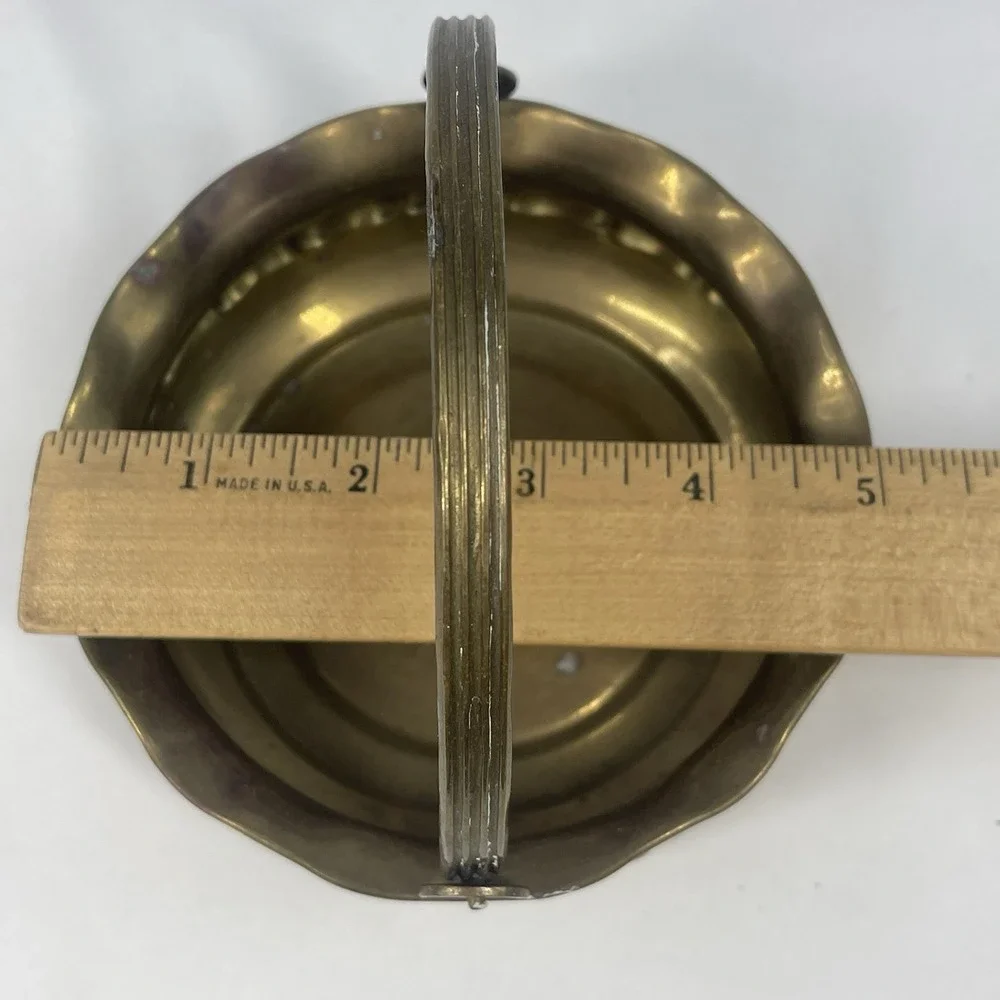 Vintage Solid Brass Basket & Votive Holders Set India Tea Light Candleholders